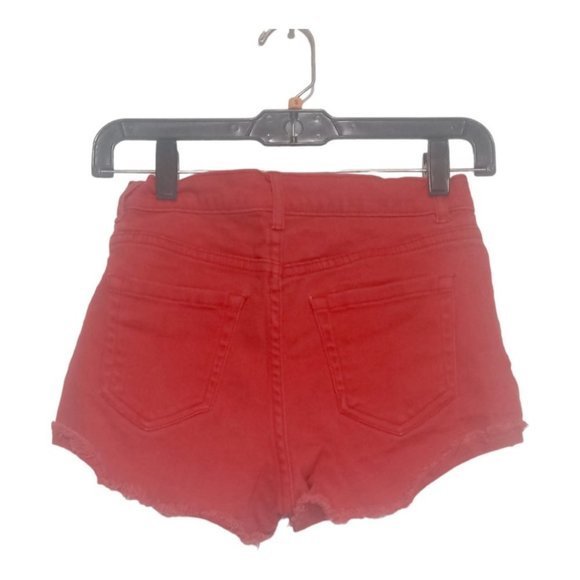 sexy red shorts 💟 Forever 21 High Rise Jean Shorts Button Small gold tone - Picture 5 of 5